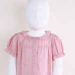 Checked Linen Romper For Baby Girl Image