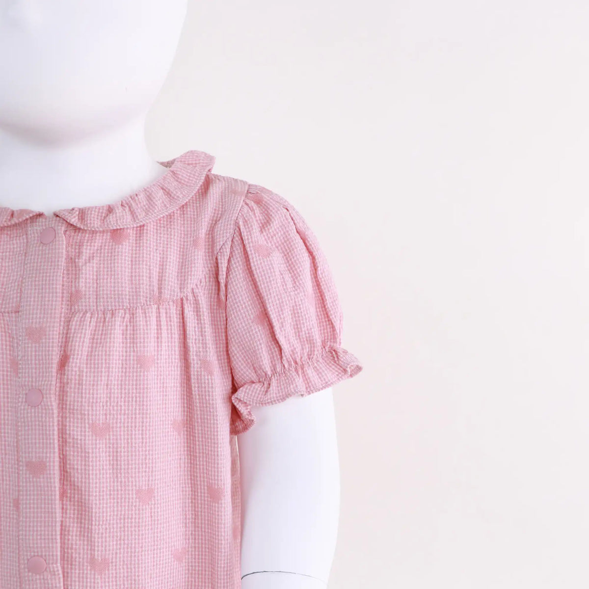 Checked Linen Romper For Baby Girl Image