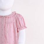 Checked Linen Romper For Baby Girl Image