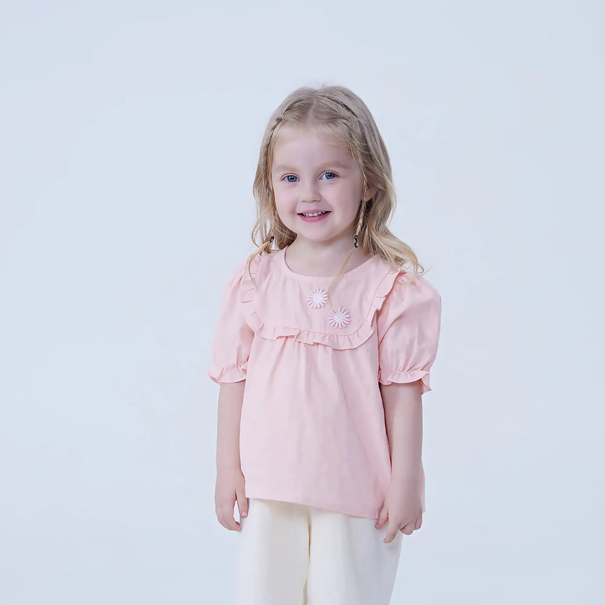 62 | 3-6M Pink 62 | 3-6M,28,55,15.5,- Floral Linen Blouse For Baby Girl Image
