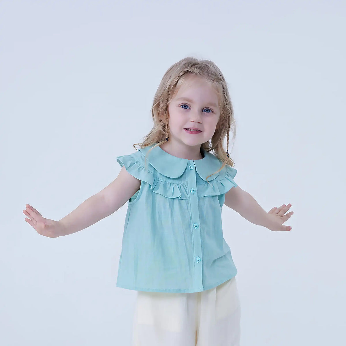 Plain Linen Shirt For Baby Girl Image