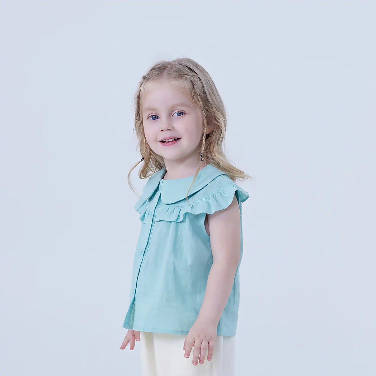 Plain Linen Shirt For Baby Girl Image