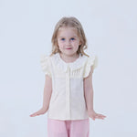 Light Beige Plain Linen Shirt For Baby Girl Image
