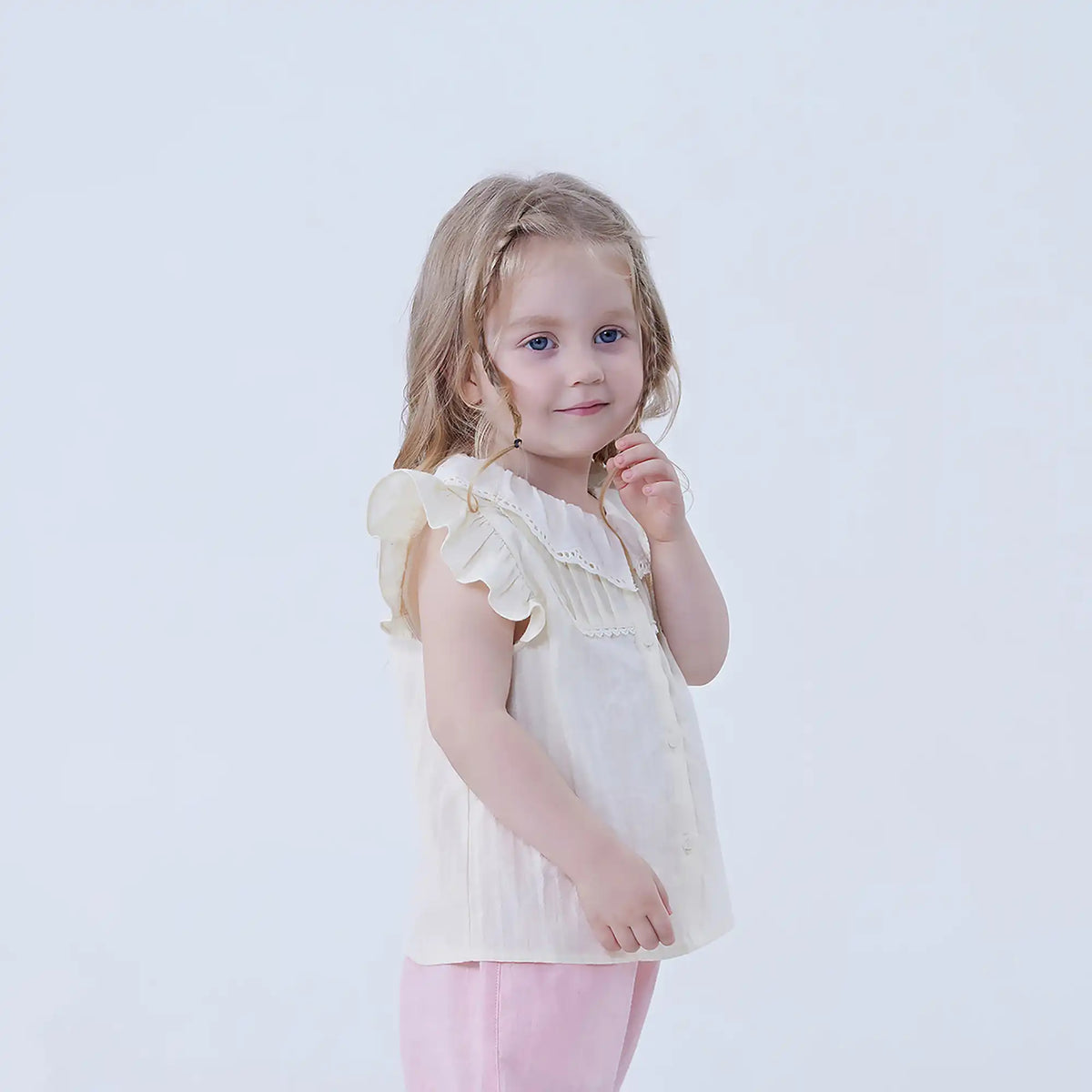 Plain Linen Shirt For Baby Girl Image