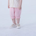 Ankle-Tied Linen Shorts For Baby Girl Image