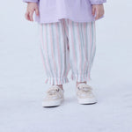 Pink Ankle-Tied Linen Pants For Baby Girl Image
