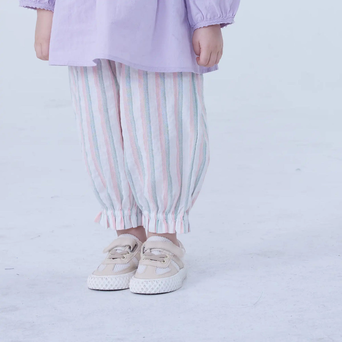 Ankle-Tied Linen Pants For Baby Girl Image