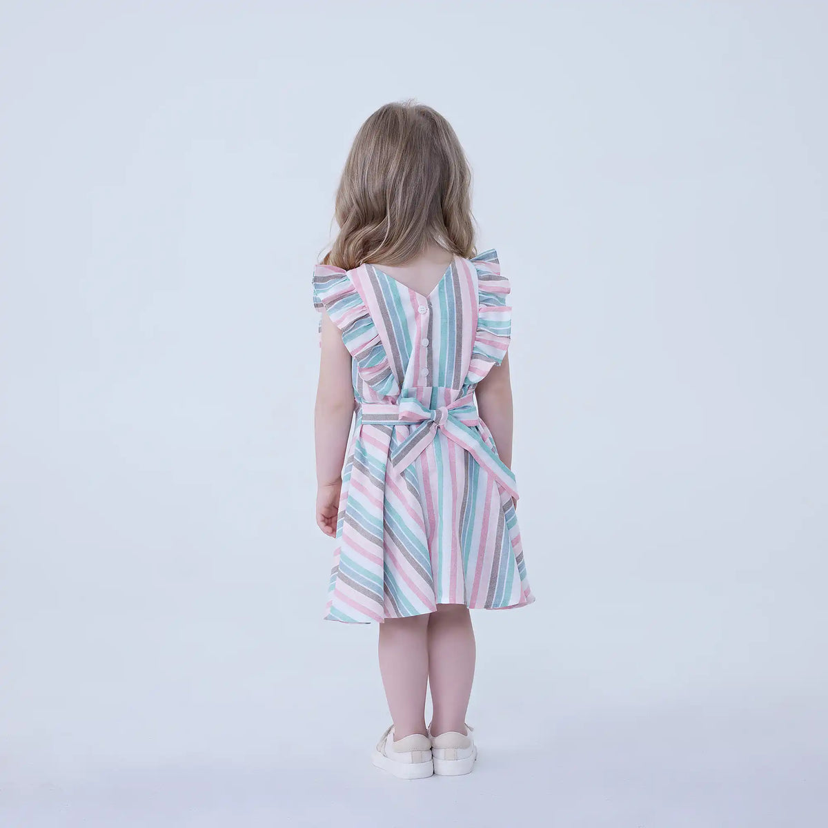 Striped Linen Dress For Baby Girl Image