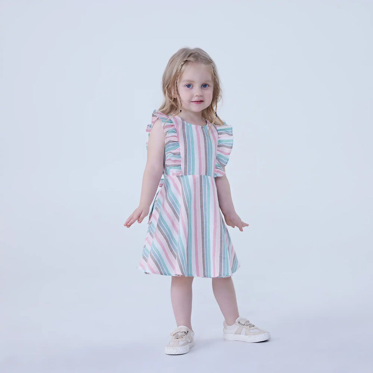 Striped Linen Dress For Baby Girl Image