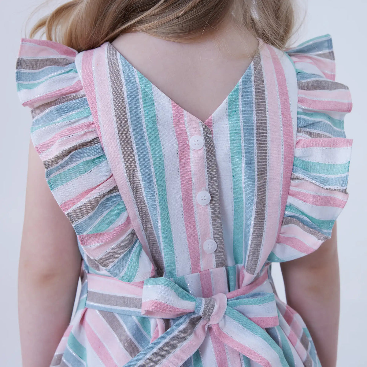 Striped Linen Dress For Baby Girl Image