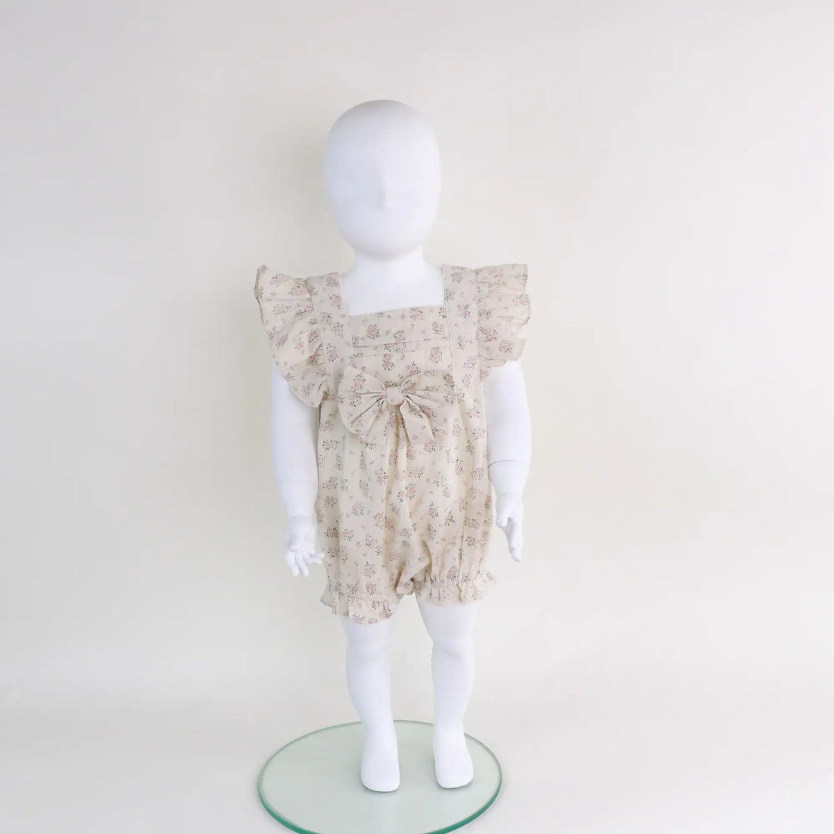Floral Linen Romper For Baby Girl Image