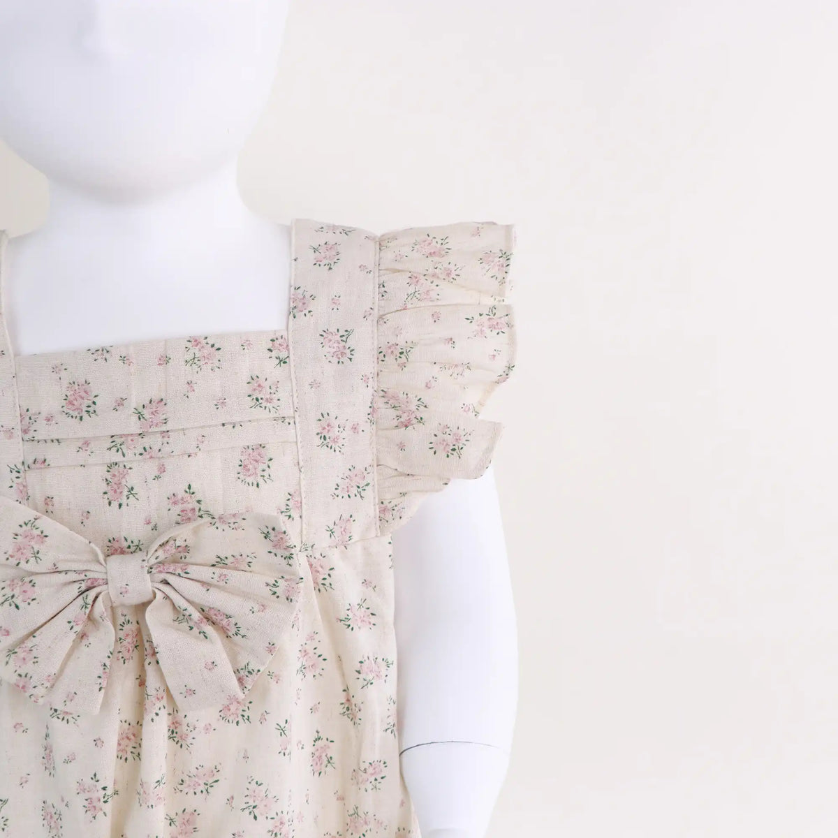 Floral Linen Romper For Baby Girl Image