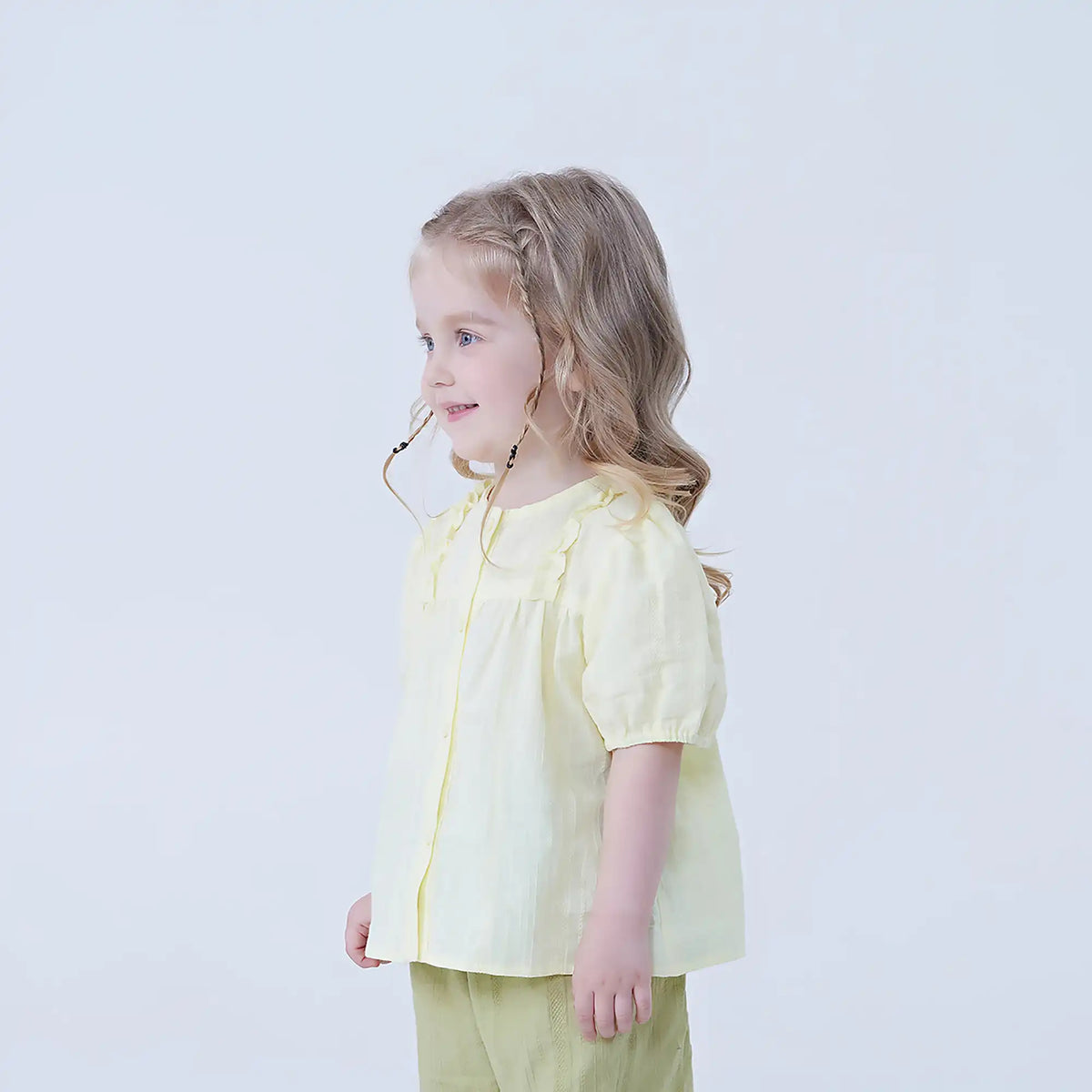 Jacquard Linen Shirt For Baby Girl Image