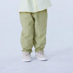 Grass Green Ankle-Tied Linen Pants For Baby Girl Image