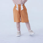 Orange Baggy Linen Shorts For Baby Girl Image