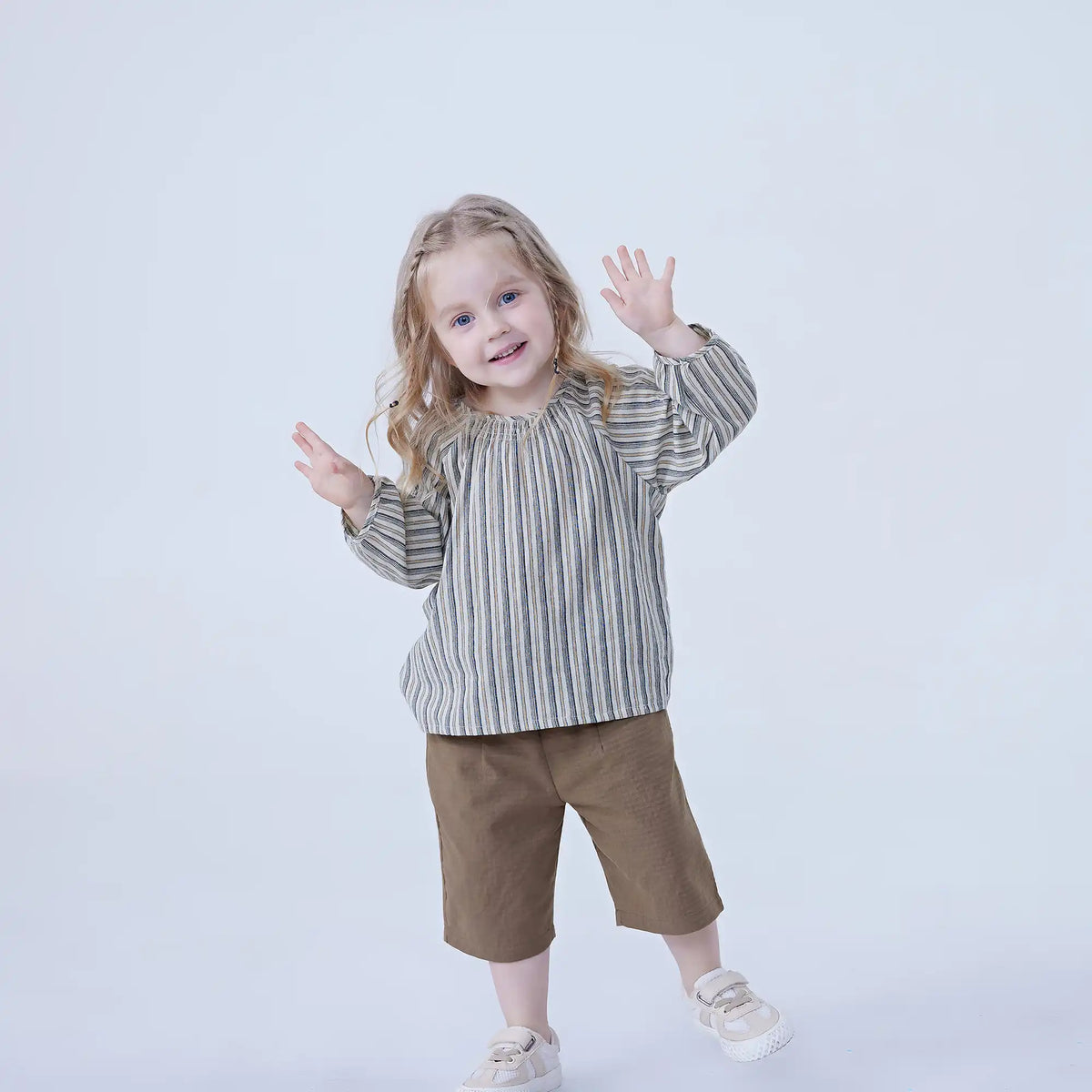 Striped Linen Blouse For Baby Girl Image