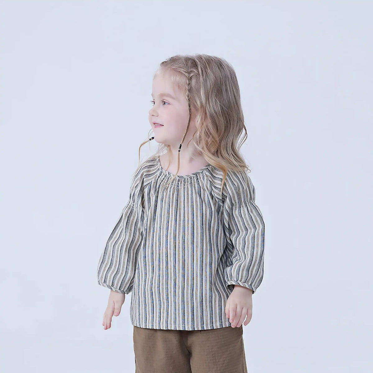 Striped Linen Blouse For Baby Girl Image