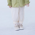 Light Beige Ankle-Tied Linen Pants For Baby Girl Image