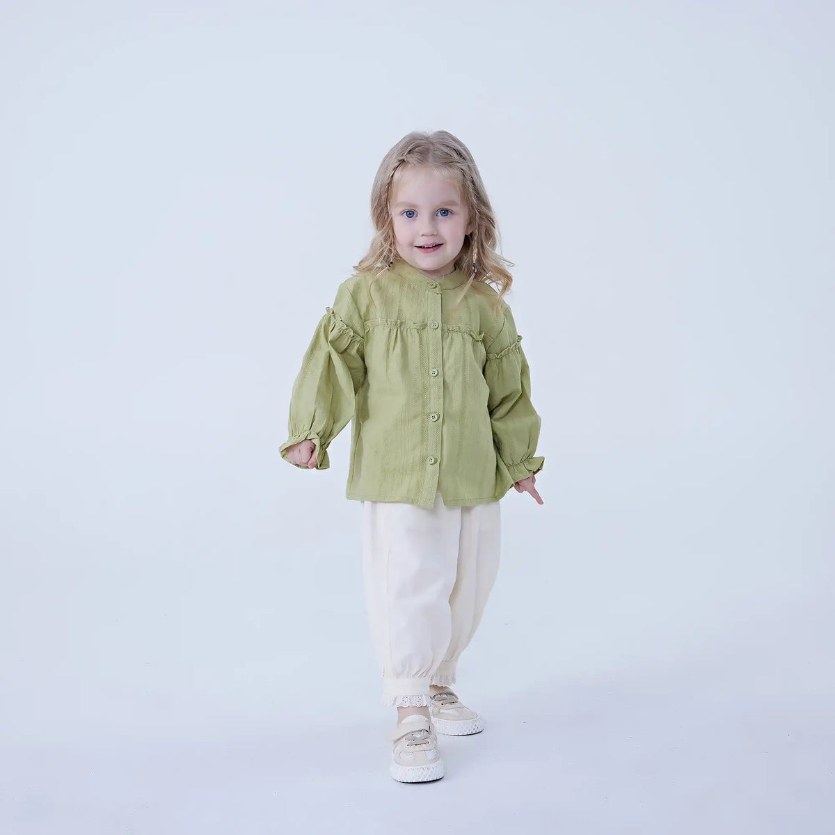 Ankle-Tied Linen Pants For Baby Girl Image