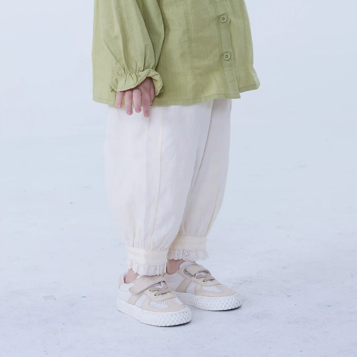 Ankle-Tied Linen Pants For Baby Girl Image