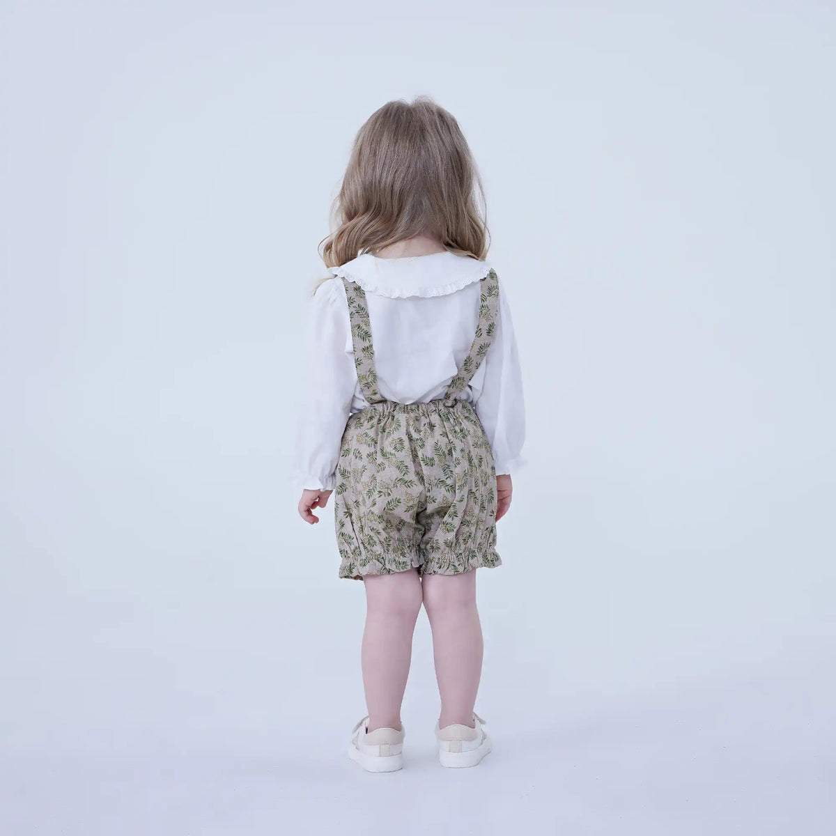 Floral Linen Overalls For Baby Girl Image