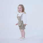 Floral Linen Overalls For Baby Girl Image