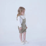 Floral Linen Overalls For Baby Girl Image