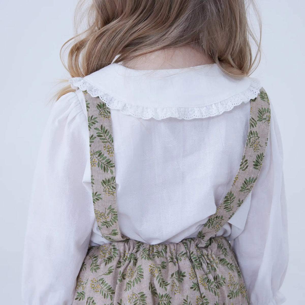 Floral Linen Overalls For Baby Girl Image