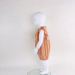 Checked Linen Romper For Baby Girl Image