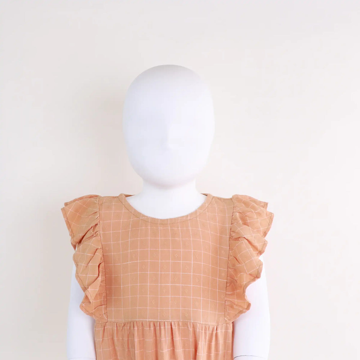 Checked Linen Romper For Baby Girl Image