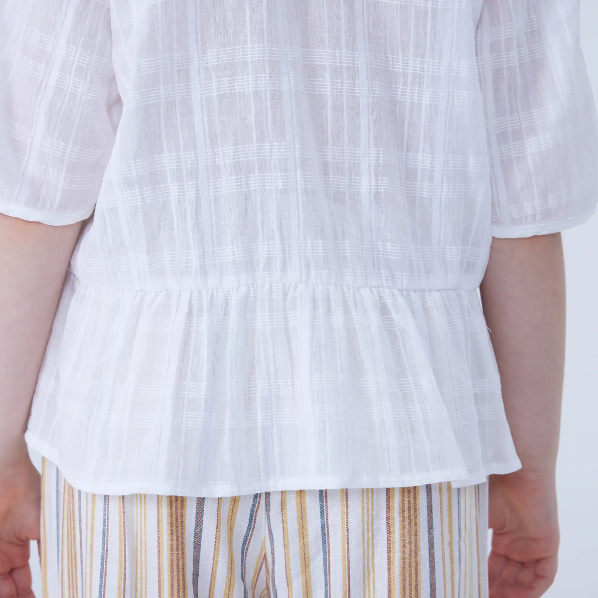 Checked Linen Blouse For Girls Image