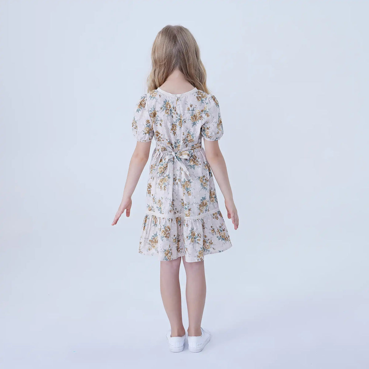Floral Linen Dress For Girls Image