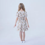 Floral Linen Dress For Girls Image