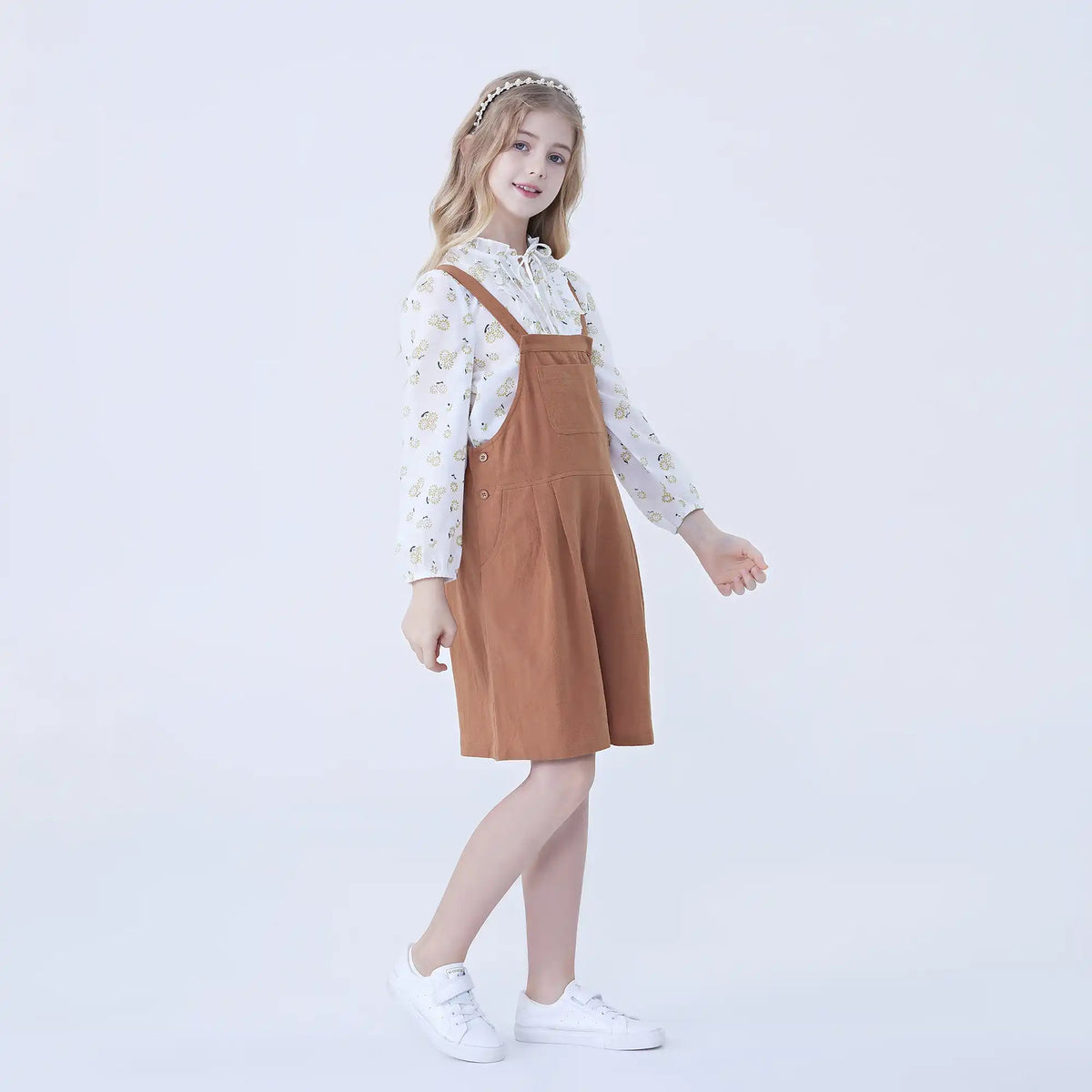 Plain Linen Overalls For Girls Image