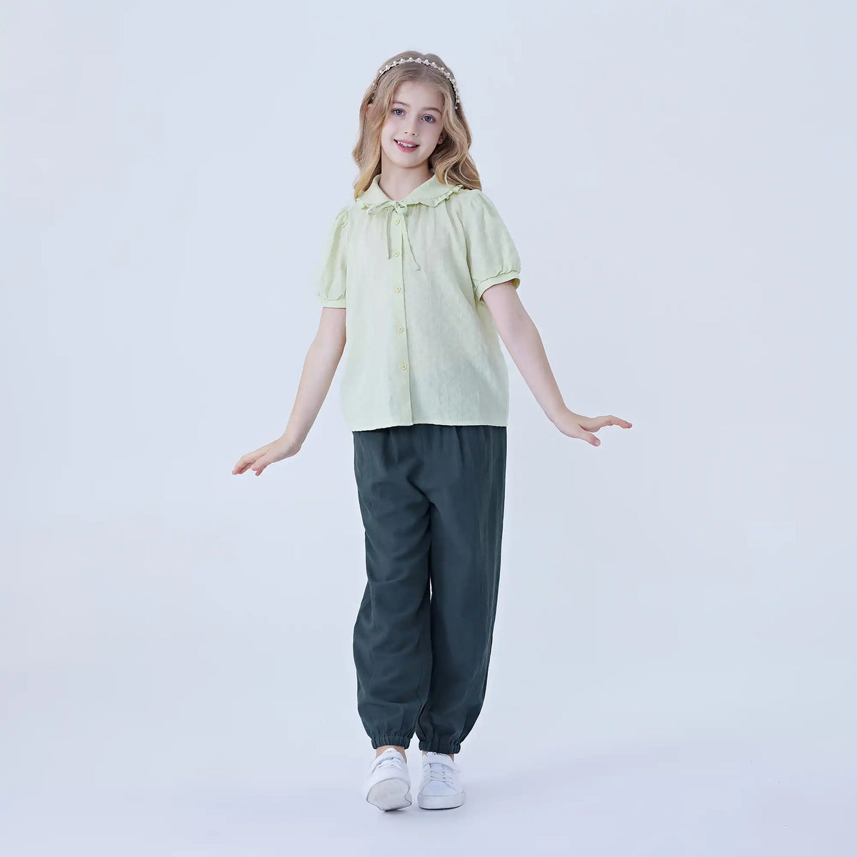 Jacquard Linen Shirt For Girls Image