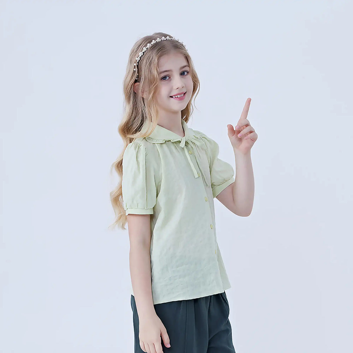 Jacquard Linen Shirt For Girls Image