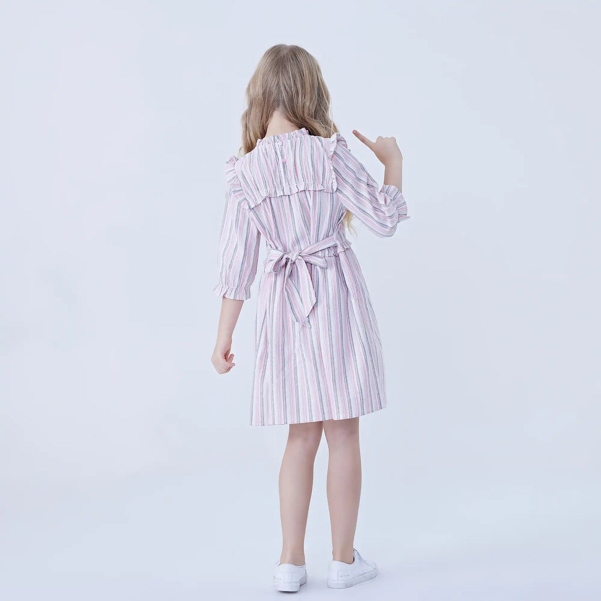 Striped Linen Dress For Girls Image