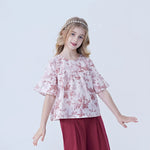 Floral Linen Blouse For Girls Image
