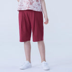 Maroon Wide-Leg Linen Shorts For Girls Image