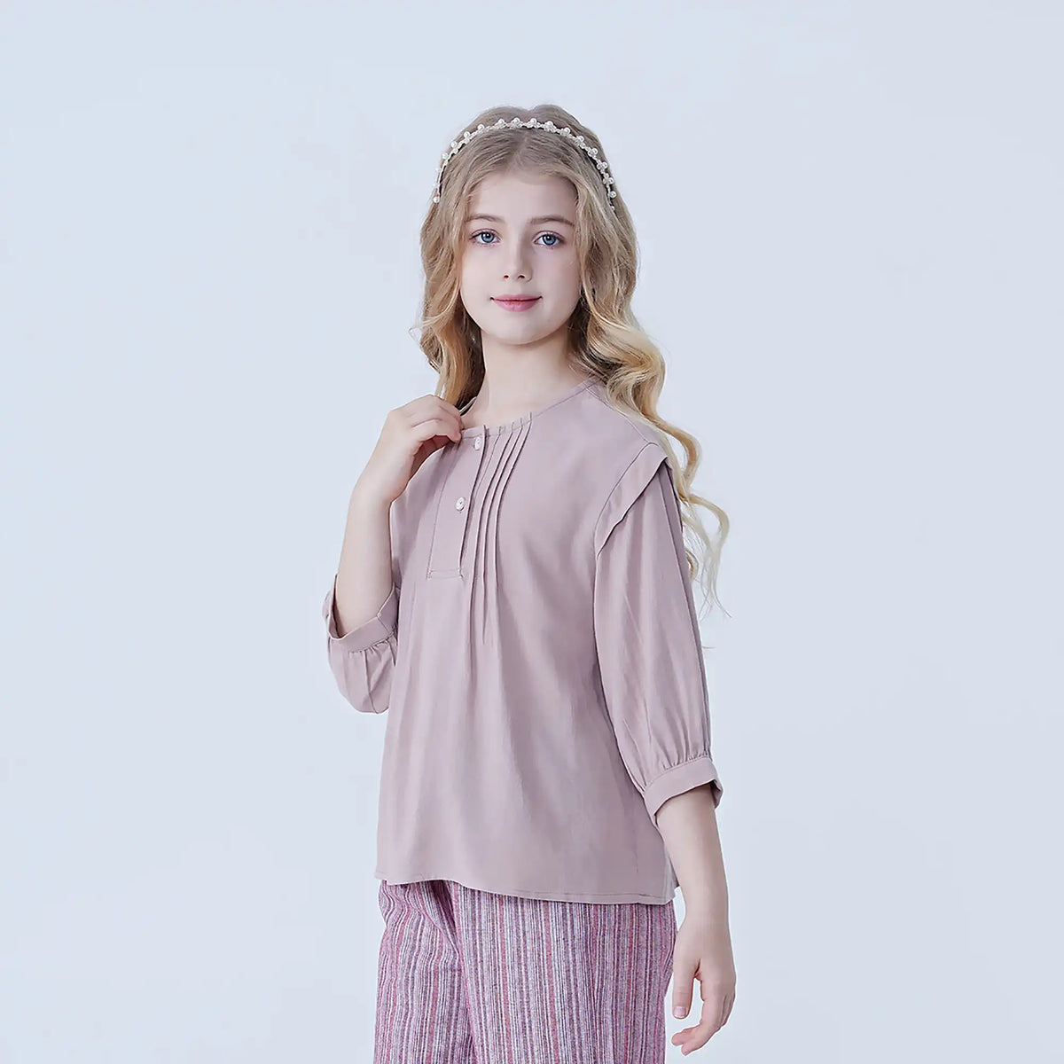 Plain Linen Blouse For Girls Image