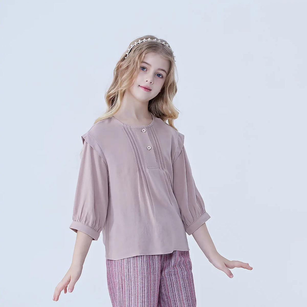 Plain Linen Blouse For Girls Image