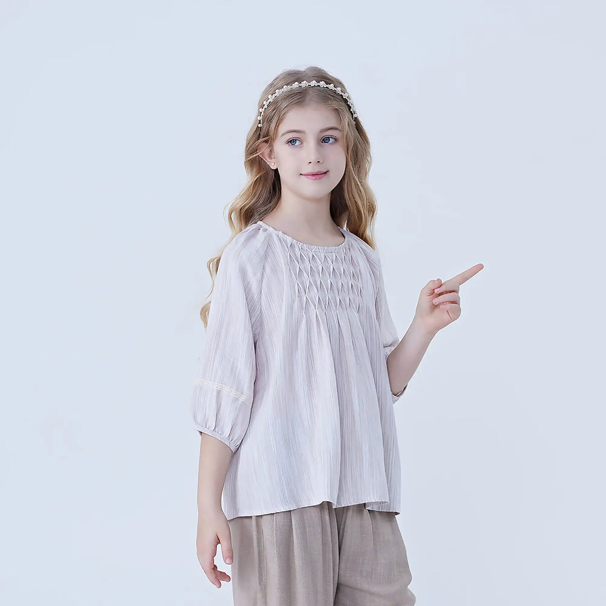 Striped Linen Blouse For Girls Image