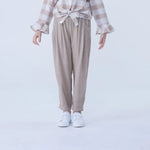 Dark Beige Harem Linen Pants For Girls Image