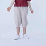 Beige Ankle-Tied Linen Pants For Girls Image