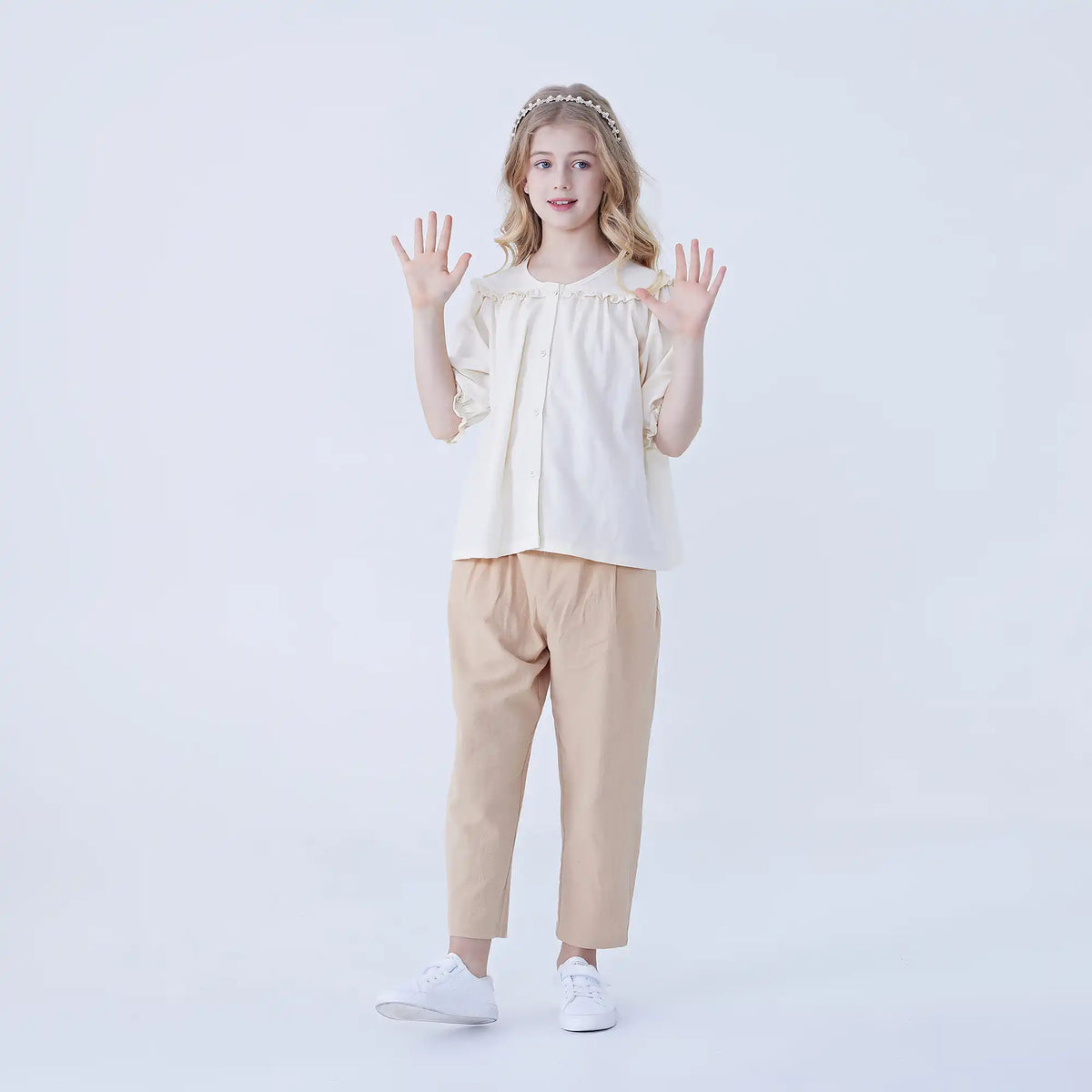 Jacquard Linen Shirt For Girls Image