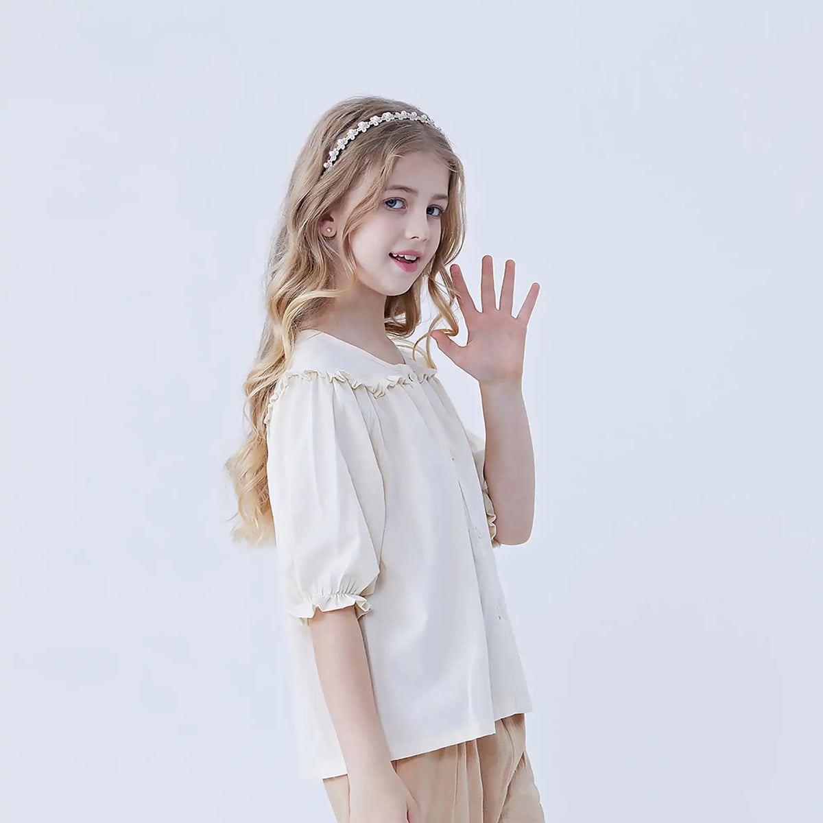Jacquard Linen Shirt For Girls Image