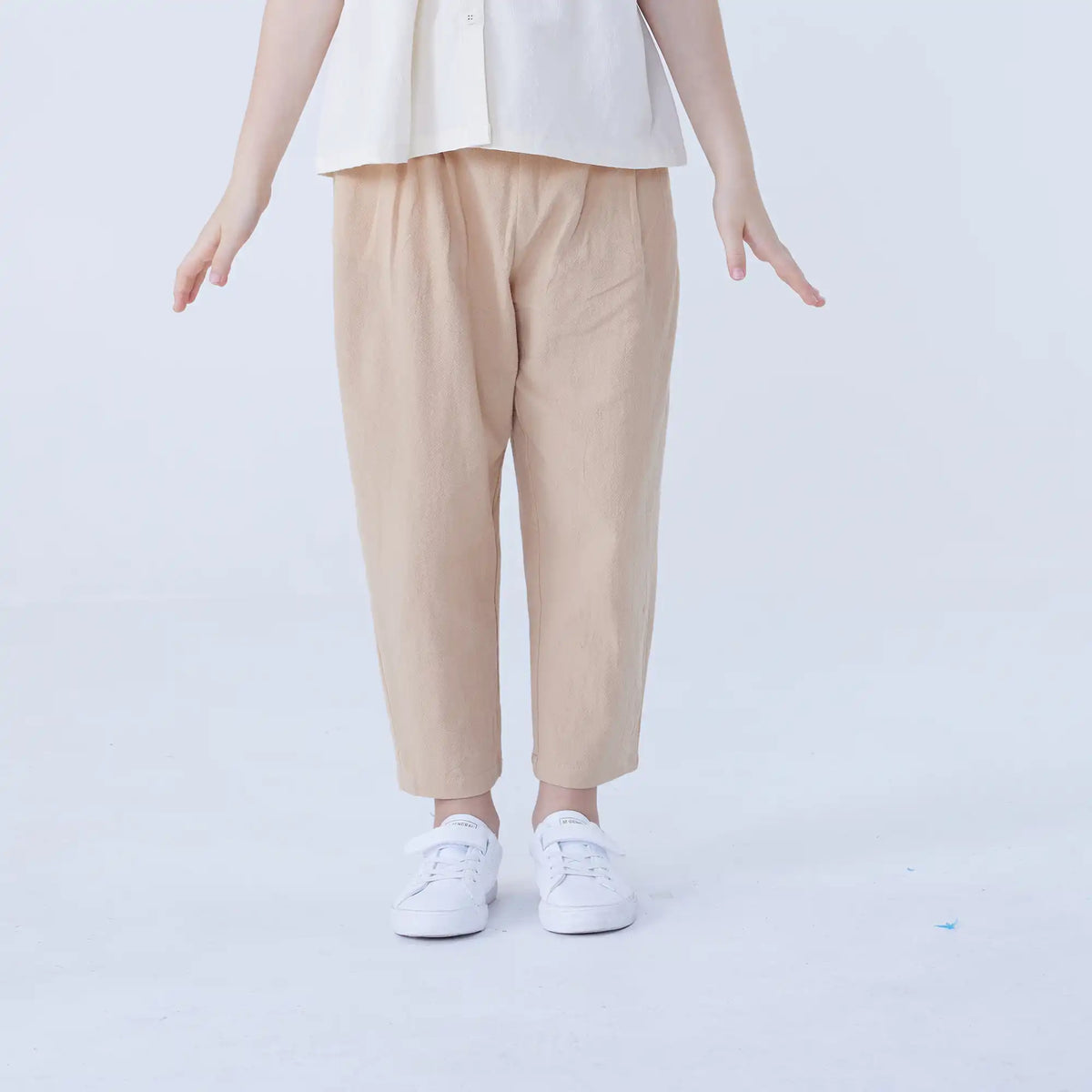 Beige Harem Linen Pants For Girls Image