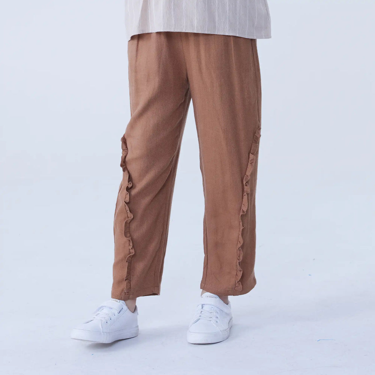 Straight-Leg Linen Pants For Girls Image