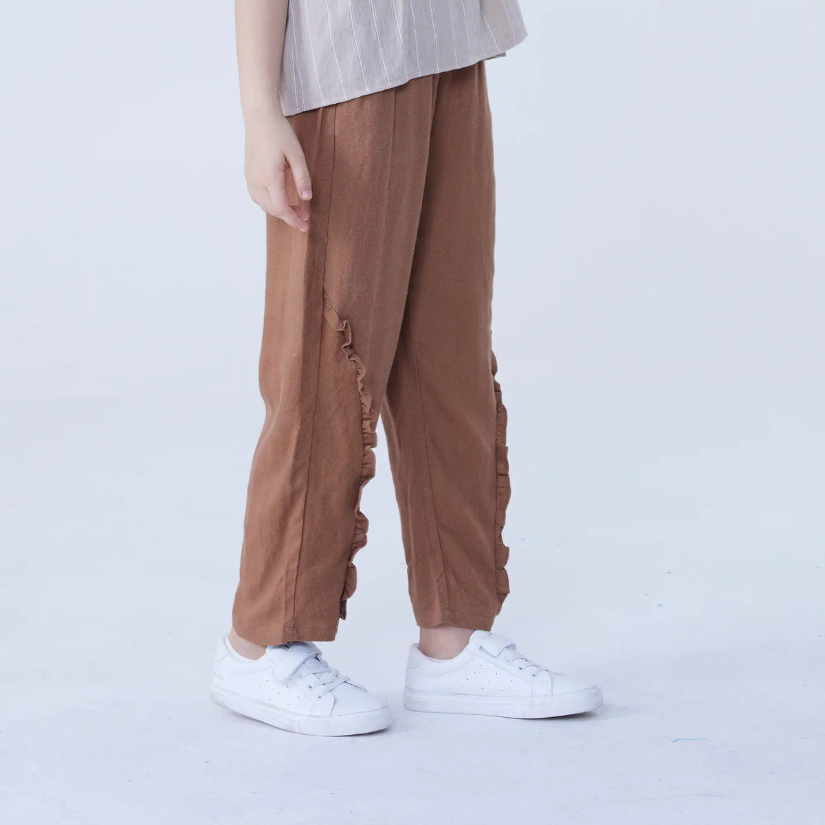 Straight-Leg Linen Pants For Girls Image