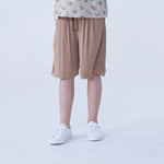 Dark Beige Baggy Linen Shorts For Girls Image